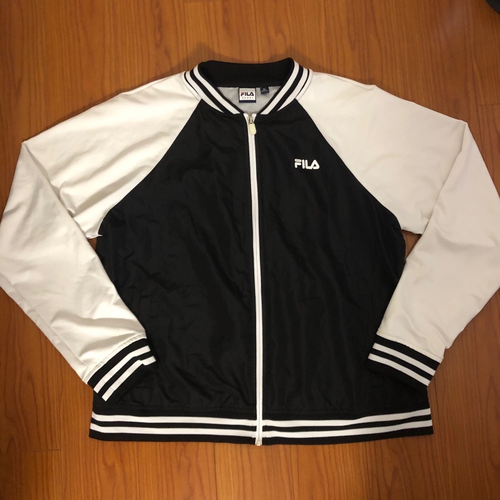 Black White Fila Sport Track Jacket